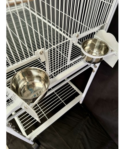 Parrot-Supplies Premium Double Flight Parrot Cage With Stand - White