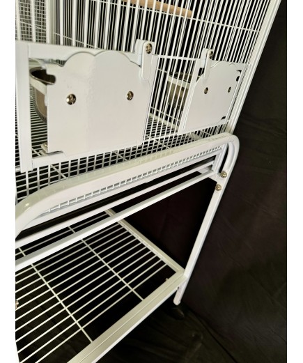 Parrot-Supplies Premium Double Flight Parrot Cage With Stand - White