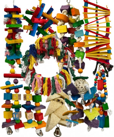 9 X Parrot Toy Pack - African Grey, Amazon, Cockatoo, Macaw Etc - RRP £148.91 - Pack 5