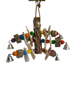 Parrot-Supplies Natural Wood Cuttlebone Monster With Bells Parrot Toy