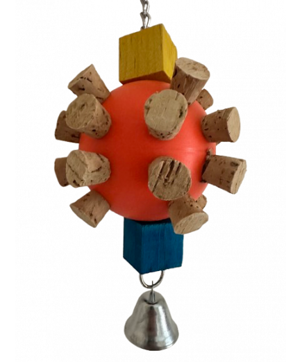 Parrot-Supplies Balsa Cork Wiffle Ball With Bell Parrot Toy