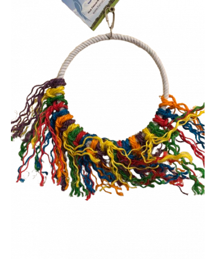 Parrot-Supplies Rainbow Sisal Ring Rope Preening Swing Parrot Toy