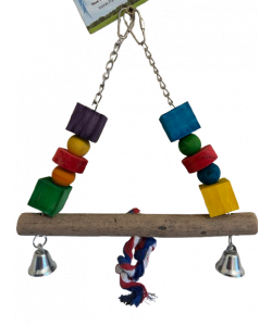 Parrot-Supplies Simple Wood & Metal Swing Parrot Toy With Bells