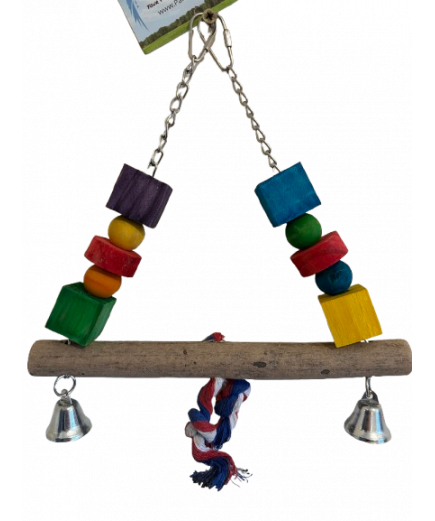 Parrot-Supplies Simple Wood & Metal Swing Parrot Toy With Bells