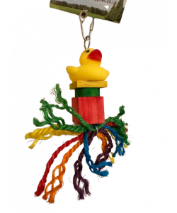 Parrot-Supplies Ay Up Mi Duck Wood & Sisal Rope Parrot Toy