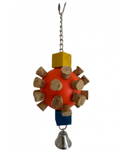 Parrot-Supplies Balsa Cork Wiffle Ball With Bell Parrot Toy