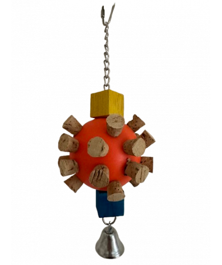 Parrot-Supplies Balsa Cork Wiffle Ball With Bell Parrot Toy