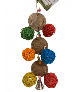 Parrot-Supplies Coconut Coin Toss Munch Balls Parrot Toy