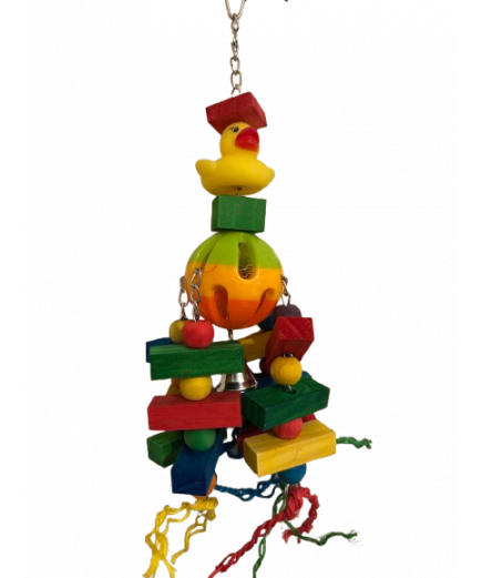 Parrot-Supplies Lucky Ducky Wood Blocks Party Parrot Toy