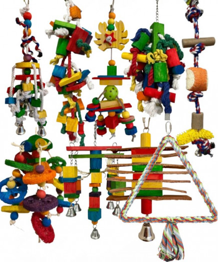 9 X Parrot Toy Pack - African Grey, Amazon, Eclectus, Cockatoo Etc - RRP £133.91 - Pack 4