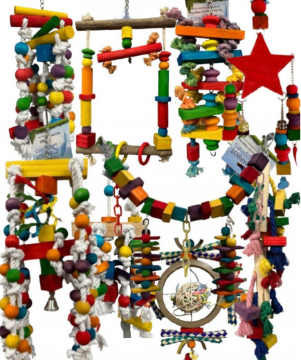 9 X Parrot Toy Pack - African Grey, Amazon, Cockatoo, Macaw Etc - RRP £146.91 - Pack 6