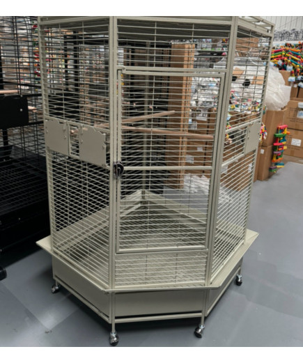 Parrot-Supplies New York Large Double Parrot Cage With Divider - Stone