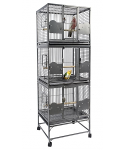 Parrot-Supplies Triple Breeding Or Display Parrot Cage Black