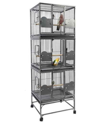 Parrot-Supplies Triple Breeding Or Display Parrot Cage Black