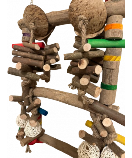 Parrot-Supplies Mega Natural Wood Activity Climbing Swing XL Parrot Toy