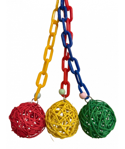 Parrot-Supplies Woven Colourful Vine Balls and Chain Parrot Toy