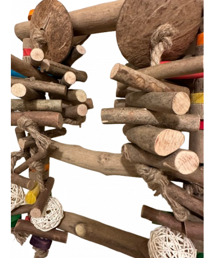 Parrot-Supplies Mega Natural Wood Activity Climbing Swing XL Parrot Toy