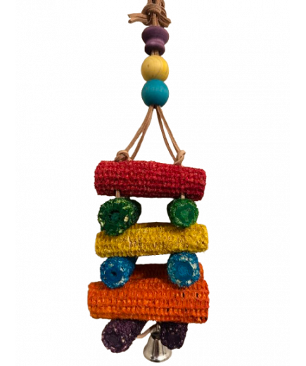 Parrot-Supplies Corn Cube Fun Stacker With Leather Parrot Toy