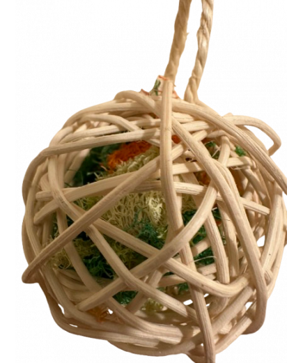 Parrot-Supplies Woven Vine Ball Filled With Loofah Foraging Parrot Toy