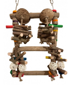 Parrot-Supplies Mega Natural Wood Activity Climbing Swing XL Parrot Toy