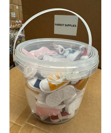 Tub Of 50 Parrot Sneaker Shaped Chew Toys / Foot Toys