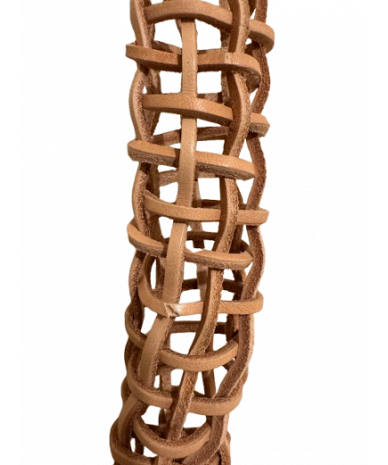 Parrot-Supplies Woven Preening Leather Stick With Wooden Shapes Parrot Toy