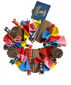 Parrot-Supplies Magical Fun Colourful Card, Woven Leaf & Foam Ring Parrot Toy