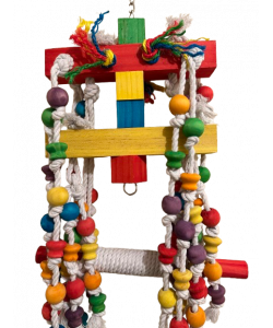 Parrot-Supplies Loads Of Beads & Knobs Wood & Rope XL Macaw Parrot Toy