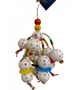 Parrot-Supplies Super Wiffle Balls With Beads and Leather Parrot Toy 