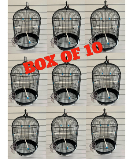 Case Of 10 Round Bird Cages, Parakeet Cages - Black *RRP £299.90*