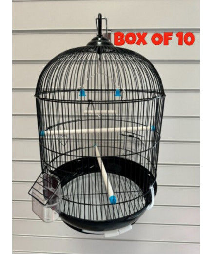 Case Of 10 Round Bird Cages, Parakeet Cages - Black *RRP £299.90*
