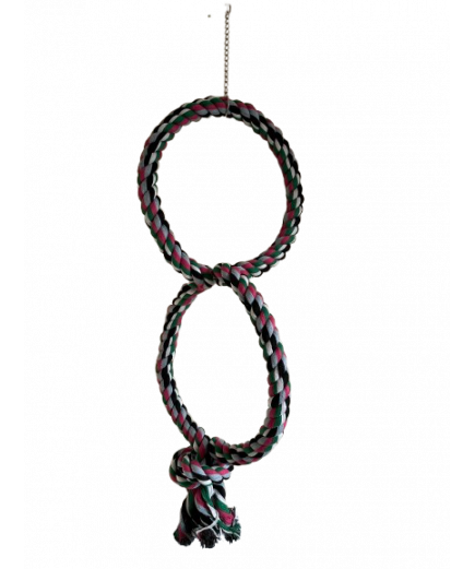 Parrot-Supplies Coloured Double Rope Ring Swing Large Parrot Toy