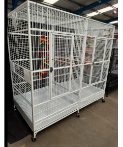 Parrot-Supplies New York Large Double Parrot Cage With Divider - Stone