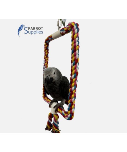 Parrot-Supplies Colourful Rope Rectangle Parrot Swing Toy