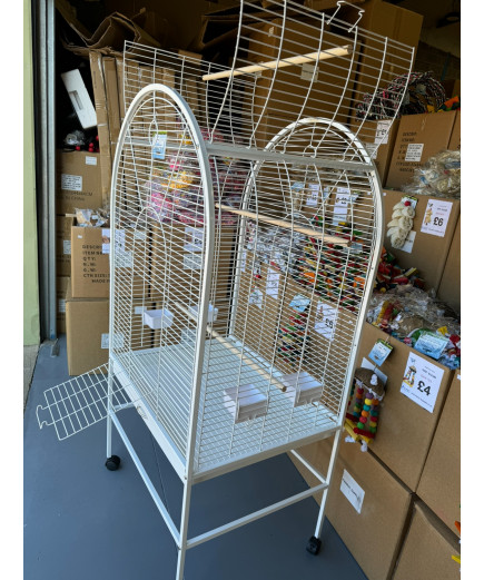 Parrot-Supplies Boston Open Top Parrot Cage With Stand - White