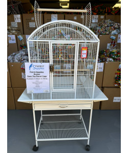 Parrot-Supplies Boston Open Top Parrot Cage With Stand - White