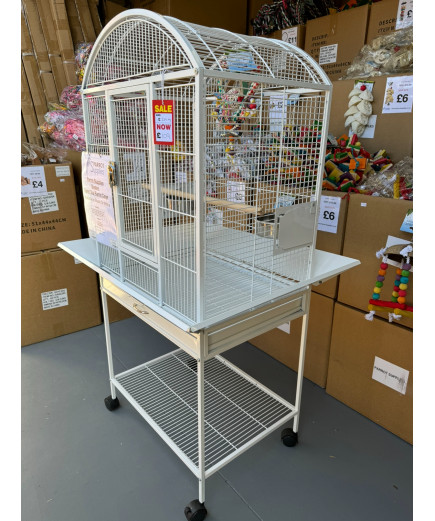 Parrot-Supplies Boston Open Top Parrot Cage With Stand - White