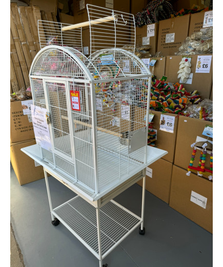 Parrot-Supplies Boston Open Top Parrot Cage With Stand - White