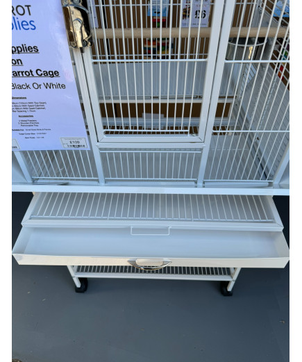 Parrot-Supplies Boston Open Top Parrot Cage With Stand - White