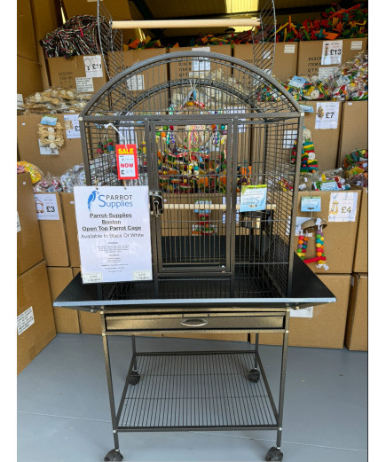 Parrot-Supplies Boston Open Top Parrot Cage With Stand - Antique