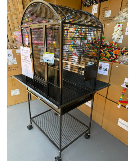Parrot-Supplies Boston Open Top Parrot Cage With Stand - Antique