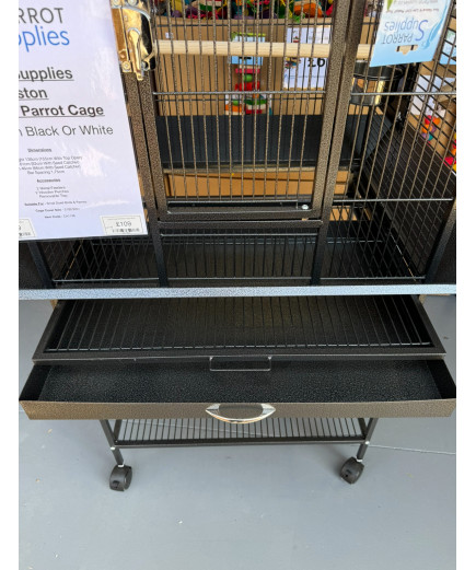 Parrot-Supplies Boston Open Top Parrot Cage With Stand - Antique