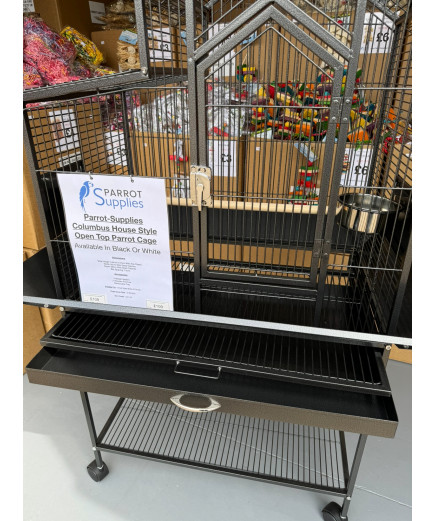 Parrot-Supplies Columbus Open Top House Style Parrot Cage Antique