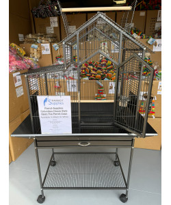 Parrot-Supplies Columbus Open Top House Style Parrot Cage Antique