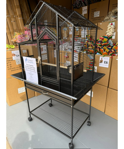 Parrot-Supplies Columbus Open Top House Style Parrot Cage Antique