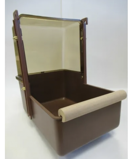 Medium Bird Bath Square & Wooden Perch H 20.5cm x W14.5cm x D21cm