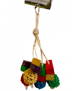 Parrot-Supplies Willow Munch Ball & Wood Blocks Parrot Toy