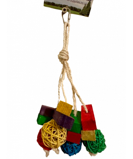 Parrot-Supplies Willow Munch Ball & Wood Blocks Parrot Toy