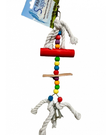 Parrot-Supplies Birdie Buddy Wood and Leather Stacker Parrot Toy