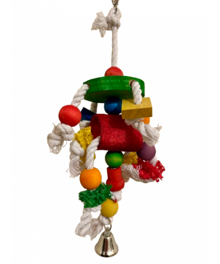 Parrot-Supplies Chunky Wood Disc and Loofah Stacker Parrot Toy